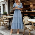 thumbnail image 5 of Maxi Dresses for Women 2026, Beach Dresses for Women, Sundresses for Women, Summer Dresses, Casual V Neck Short Sleeve Flowy Tiered A Line Boho Long Dress, 5 of 6