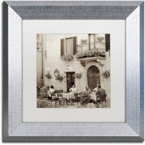 Trademark Fine Art "Tuscany Caffe VI" Canvas Art by Alan Blaustein, White Matte, Silver Frame