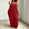 thumbnail image 2 of StSilkitty Plus Size Maxi Dresses for Womens Solid Color Adjustable Spaghetti Strap Sleeveless V Neck Long Sundresses, 2 of 5
