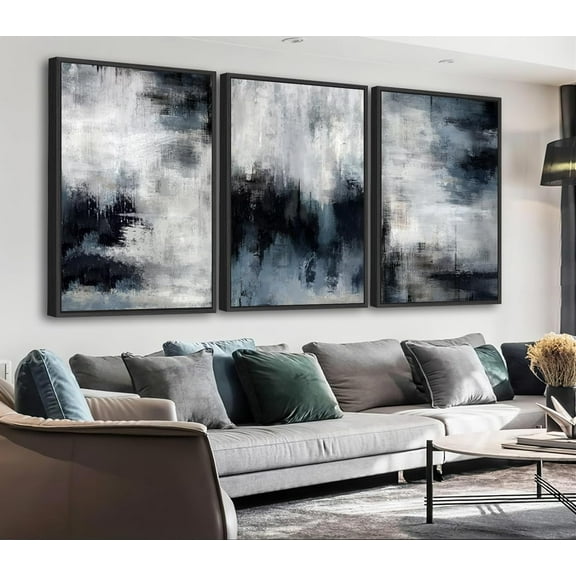 Large Abstract Wall Art - Natural Canvas Pictures for Living Room Modern Canvas Prints Retro Brown for Bedroom, Black Float Art for Home Office Kitchen Decor Unframed