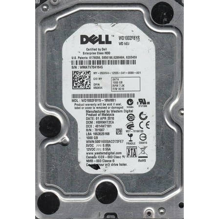 WD1002FBYS-18W8B1, DCM HBRNHT2CA, Western Digital 1TB SATA 3.5 Hard Drive