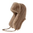 thumbnail image 2 of Tnobhg Women Winter Lei Feng Hat Solid Color Plush Lining Knitting Hat with Lanyard Design Thickened Thermal Ear Hat, 2 of 8