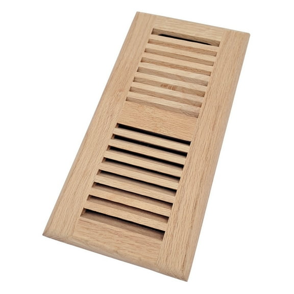 Homewell Red Oak Wood Floor Register Vent, Drop In Vent With Damper, 4x10 Inch, Unfinished