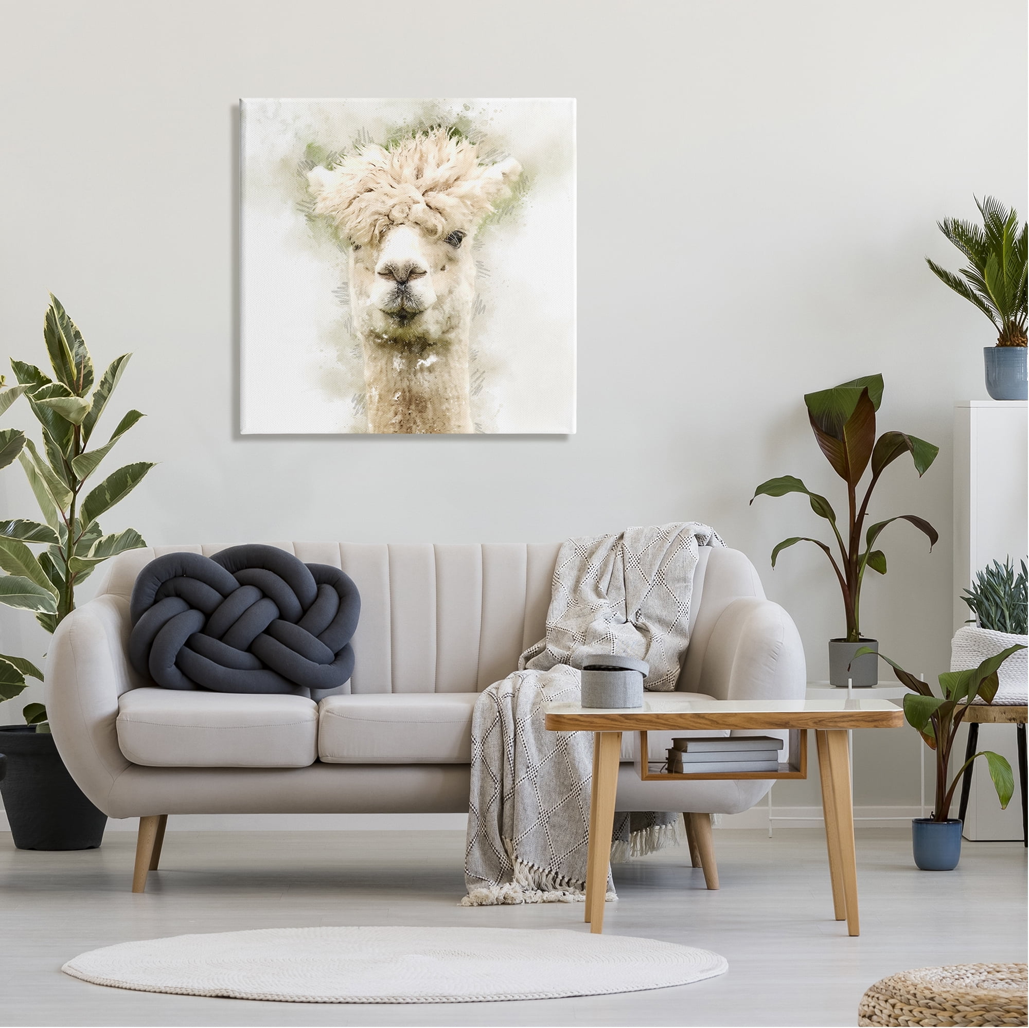 Stupell Alpaca Portrait Abstract Animal Animals & Insects Painting Gallery Wrapped Canvas Print Wall Art