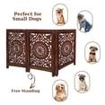 thumbnail image 3 of Homebia Designs Carved Wooden Dog Gate-Extra-Wide Freestanding Foldable Indoor Pet Barrier, Decorative Safety Gate for Dogs & Puppies, Perfect for Stairs, Doorways & Hallways-24x54 " Natural Burnt, 3 of 9
