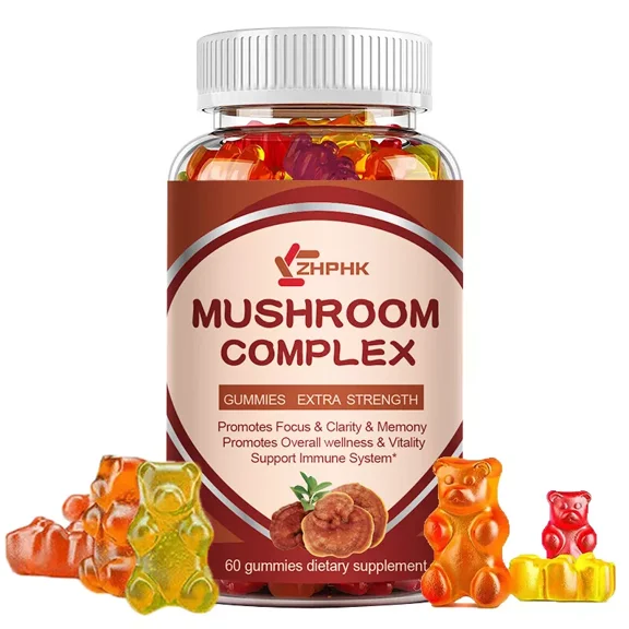 ZHPHK Lion's Mane Gummies 100% Organic  Mushroom Extract Promotes Brain Booster 60 Gummies