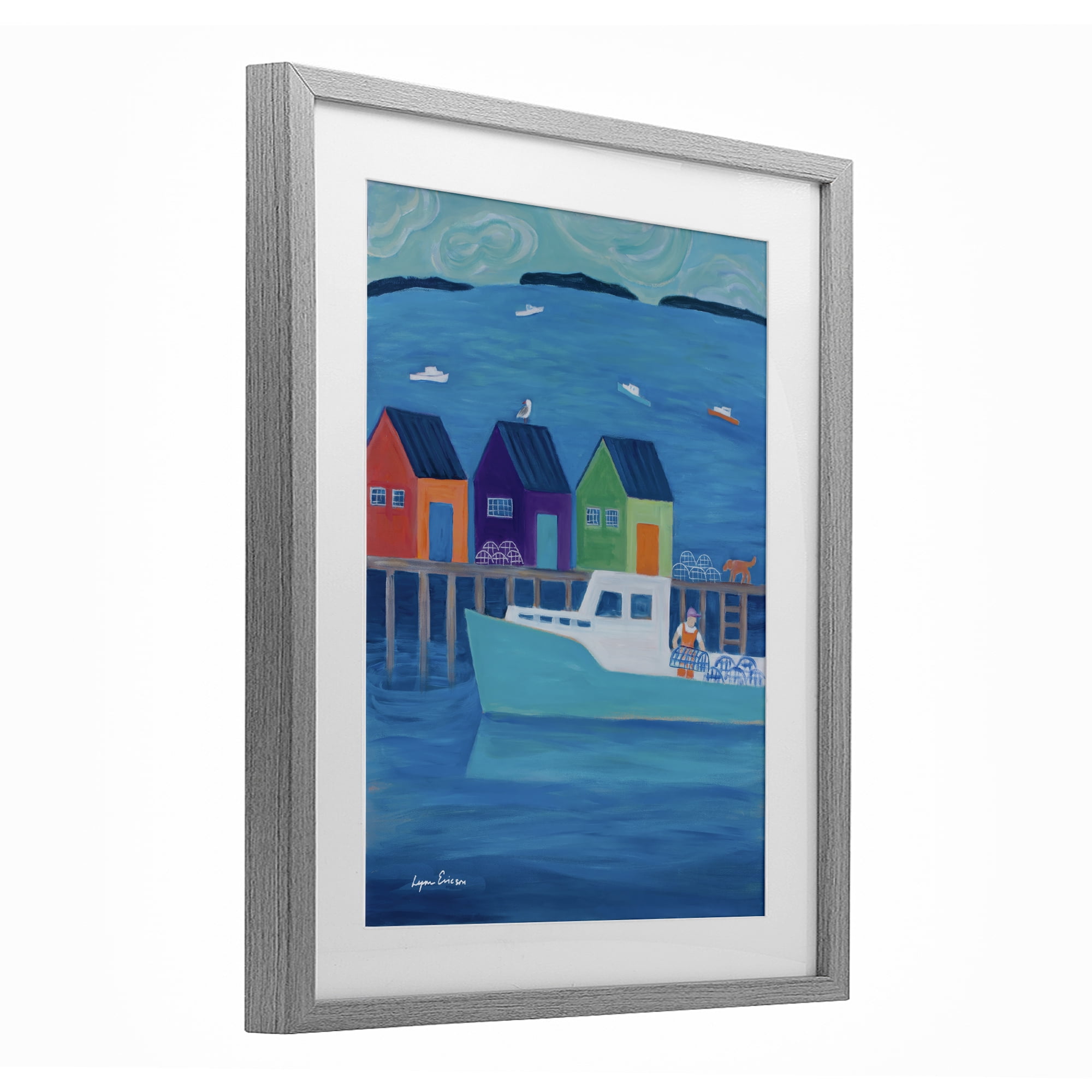 Stupell Industries Out Hauling Traps Gray Framed Print Under Glass, design by Lynn Ericson Fine Art