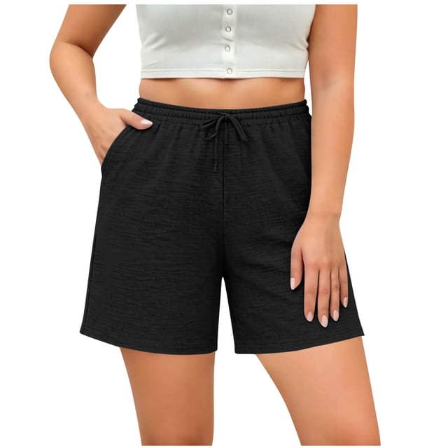 Diufon Women's Plus Size Shorts Oversize Loose Shorts for Sport Running Drawstring Athletic Shorts with Pockets
