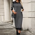 thumbnail image 2 of WILLBEST Vestido de Punto Elegante para Mujer, Ajustado, Largo A Rayas, para Otoño/Invierno. Chica, 2 of 4