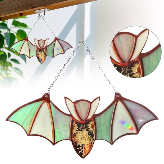 Vivcore Halloween Decorations Bat Decor Acrylic Window Hanging Gothic Wall Art Home Party B