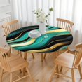 thumbnail image 3 of Teal Gold Marble Pattern Round Fitted Tablecloth with Elastic Edge,Dining Table Cover Waterproof,Outdoor Round Tablecloth for Camping,Dining,Indoor and Outdoor, 3 of 7