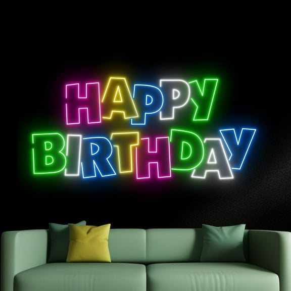 Handmadetneonsign Happy Birthday Neon Sign, Birthday Party Wall Art Decor, Birthday Party Wall Decor