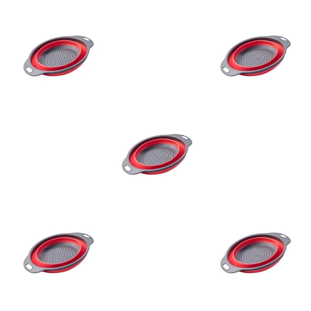 Escurridor de doble capa Bearachild colador plegable Rojo para frutas y verduras