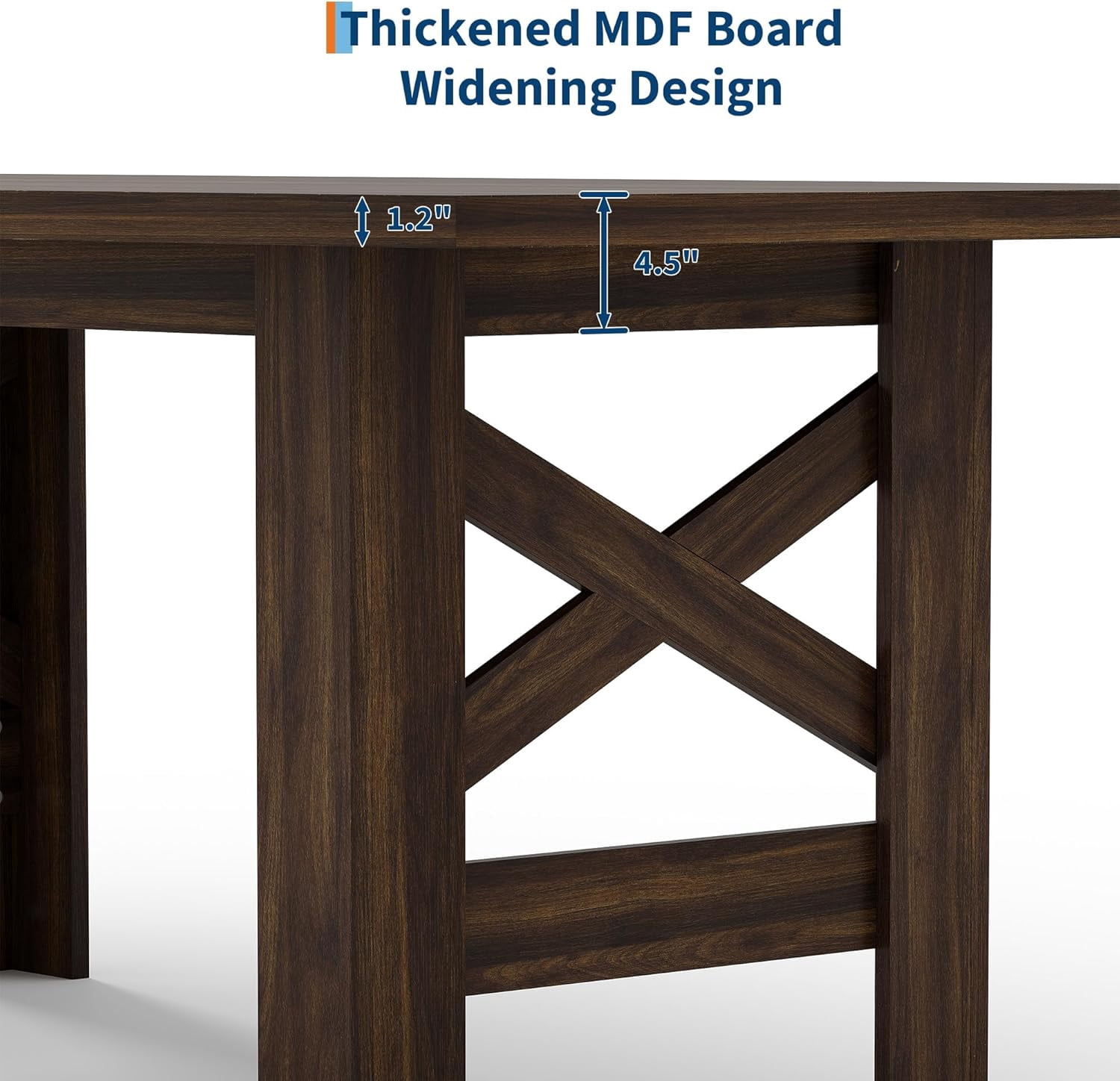 71" Farmhouse Dining Table for 6-8, Large Wooden Table with Thick Frame and Stable Triangular Legs for Kitchen or Office