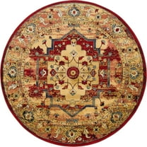 Unique Loom District Collection Area Rug - Potomac (5' Round Red/Beige)
