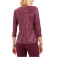 thumbnail image 2 of JM Collection Women's Stud Trim Matte Foil Top Purple Size Large, 2 of 3