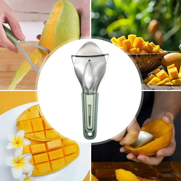 Cortador y descorazonador de mangos | Separador de fruta y extractor de pulpa | Utensilio de cocina 3 en 1 para cortar, pelar y deshuesar | Dispositivo para preparar mangos en casa
