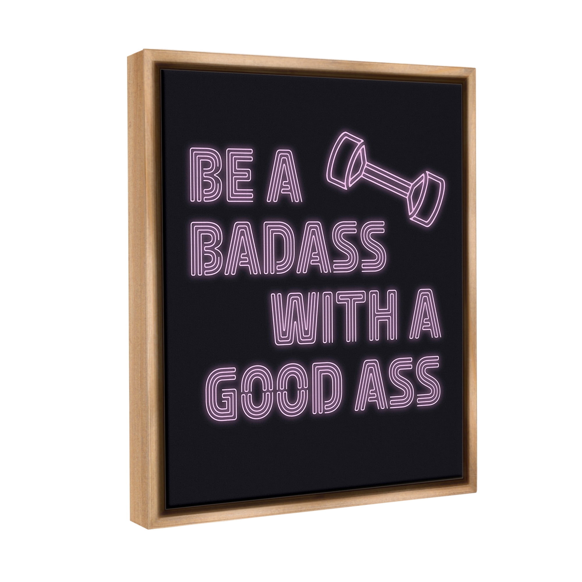 Stupell Industries Bad*ss With Good A** Inspirational Painting Brown Floater Framed Canvas Art Print Wall Art, 25 x 31