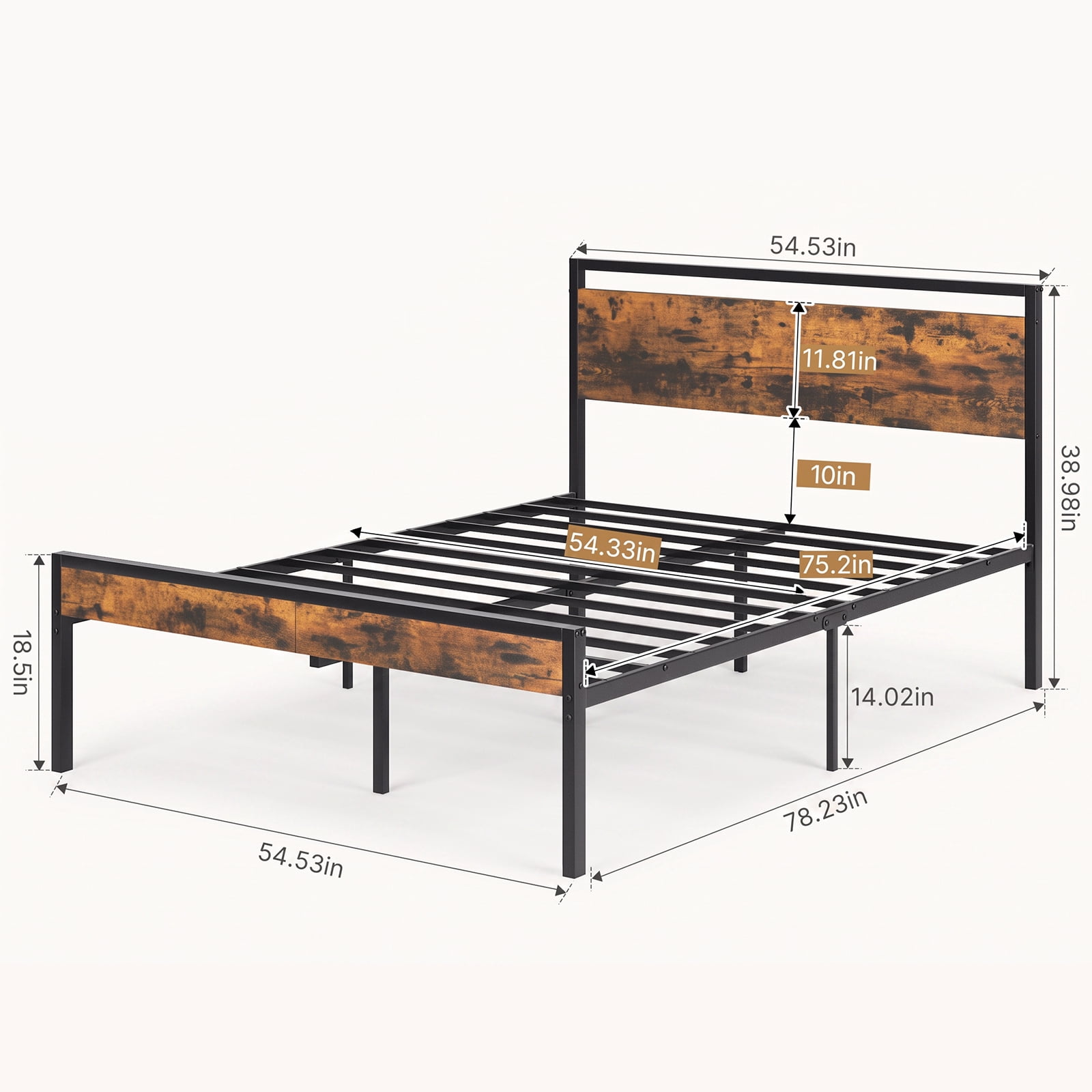 Alvantor Metal Platform Bed Frame, Mattress Foundation with Headboard and and Footboard, No Box Spring Needed Support, Noise Free, Easy Assembly