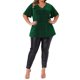 thumbnail image 2 of Blusas de mujer de tallas grandes Agnes Orinda, camiseta de manga corta con escote en V metálico, tops para fiesta 2X verde, 2 of 6
