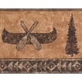 thumbnail image 1 of Arbres de Bateau de Rangée Noire Vintage sur le Design Rétro de Bordure de Papier Peint Brun, Rouleau 15' x 9", 1 of 3