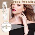 thumbnail image 2 of Pulsera rosario con cuentas de cristal blanco, brazalete sagrado católico, 2 of 7