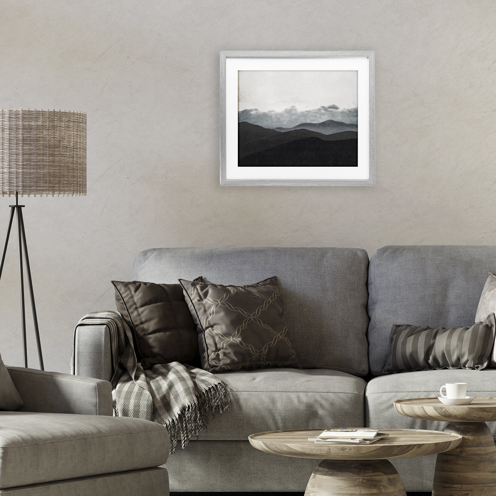 Stupell Industries Layered Foggy Hills Gray Framed Print Under Glass, design by Elizabeth Medley