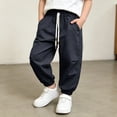 thumbnail image 2 of ZXLBBD Boy's Drawstring Waist Joggers Lightweight Summer Pants for Toddlers Big Kids Breathable Solid Color Sports Trousers Fashion Casual Daily Wear,Black,Size 13 Y-14 Y, 2 of 7