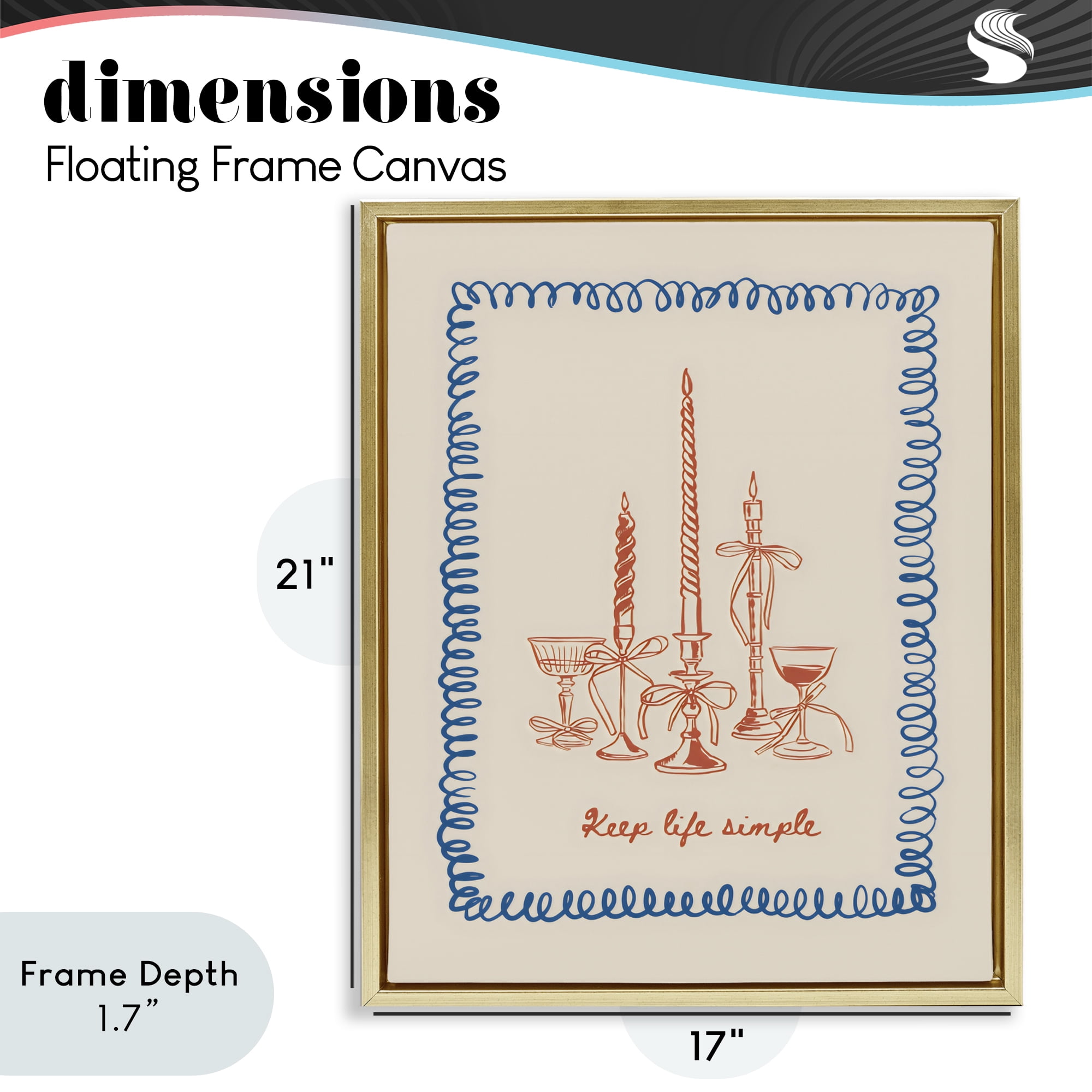 Stupell Industries Keep Life Simple Candles Gold Framed Floater Canvas Wall Art, design by The Prints Vibe