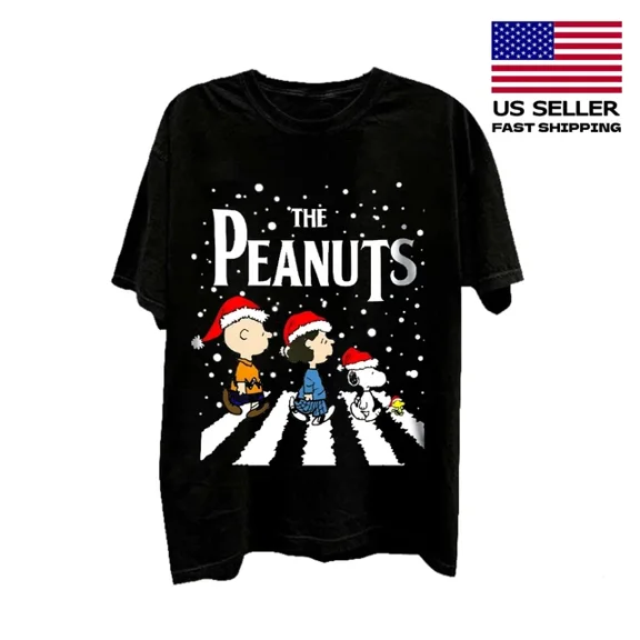 The Peanuts Christmas T-Shirt Snoopy Holiday Abbey Road Funny T-Shirt
