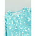 thumbnail image 5 of Infant Baby Girls Jumpsuits Set Floral Print Button Long Sleeves Romper and Headband, 5 of 7