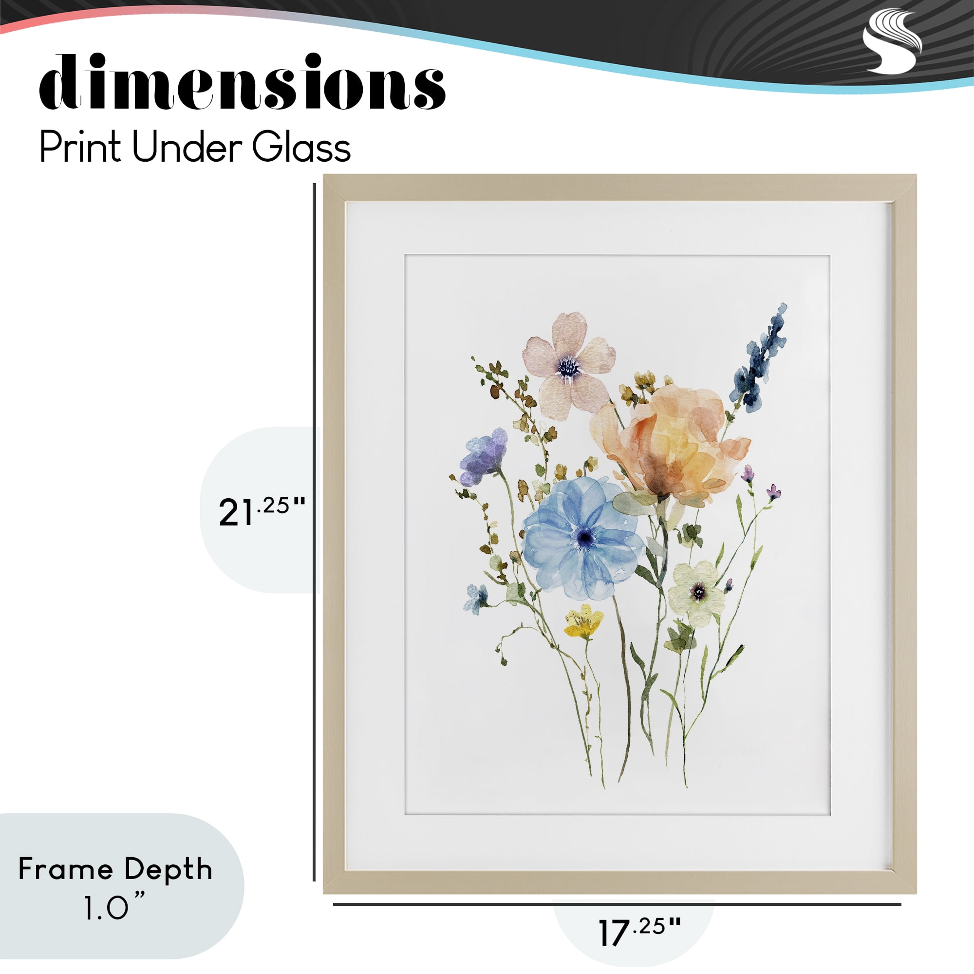 Stupell Industries Wildflower Sprig Bundle Birch Framed Print Under Glass, design by Livi Finn