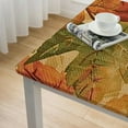 thumbnail image 5 of HAOXIT Autumn Leaf Collage Thanksgiving and Fall Season Fabric Tablecloth, Fall Leaves Soil Resistant, No Iron Easy Care Tablecloth, Square 46*46, 5 of 8