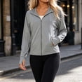 thumbnail image 7 of Women's Loose Fit Long Sleeve Solid Color Zipper Hoodie Sun Protection Yoga Jacket Top Soft Versatile Cover Up for Workout Running Outdoor Sports | CSEONE,Gray XL, 7 of 7
