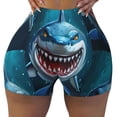 thumbnail image 2 of Uemuo Cartoon Cute Shark Pattern Women Workout Impact Shorts Scrunch Butt Lifting Gym Shorts Seamless Booty Biker Shorts-Large, 2 of 8