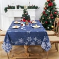 thumbnail image 3 of Christmas Tablecloth, Snowflake Table Cloth, Xmas Waterproof Navy Blue Tablecloths for Dining Kitchen Winter Holiday, Spill-Proof Table Cover for New Year Party Decor, Rectangle 60x120 Inch, Blue, 3 of 6