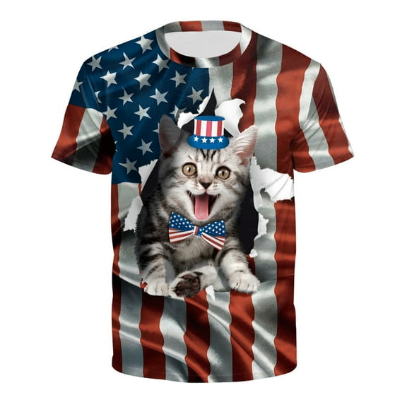 Big and Tall Shirts for Men Tshirts Men's Flag T Shirt Patriotic Tee Short Sleeve Independence Day Apperal Workout Muscle T Shirts Bulk Mens Socks Turtle Neck Tee Sports Shirt for Men Slim Fit 4XL