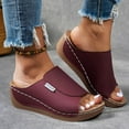 thumbnail image 2 of Women's Breathable Wedge Sandals Orthotic Arch Support Leather Slides Summer Casual Platform, 2 of 9