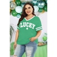 thumbnail image 3 of Camiseta QAUN para el Día de San Patricio para mujer, talla grande, cuello en V, verde, 3 of 6