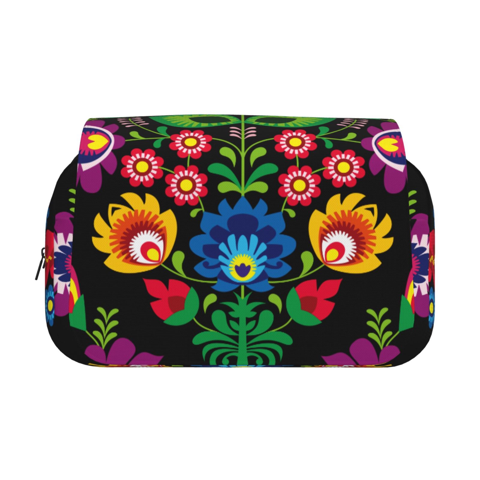 Rateoe Traditional Floral Polish Pattern Double Clamshell Pen Case, Storage Organizer with Two Zipper Compartments– Holds Up to 50 Pencils & Pens