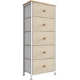 thumbnail image 1 of Comoda Cajonera para Recamara - 5 Cajones De Tela con Parte Superior de Madera y Marco De Acero Plegable - Mueble Organizador con cajonera para Recámara o Sala, 1 of 8