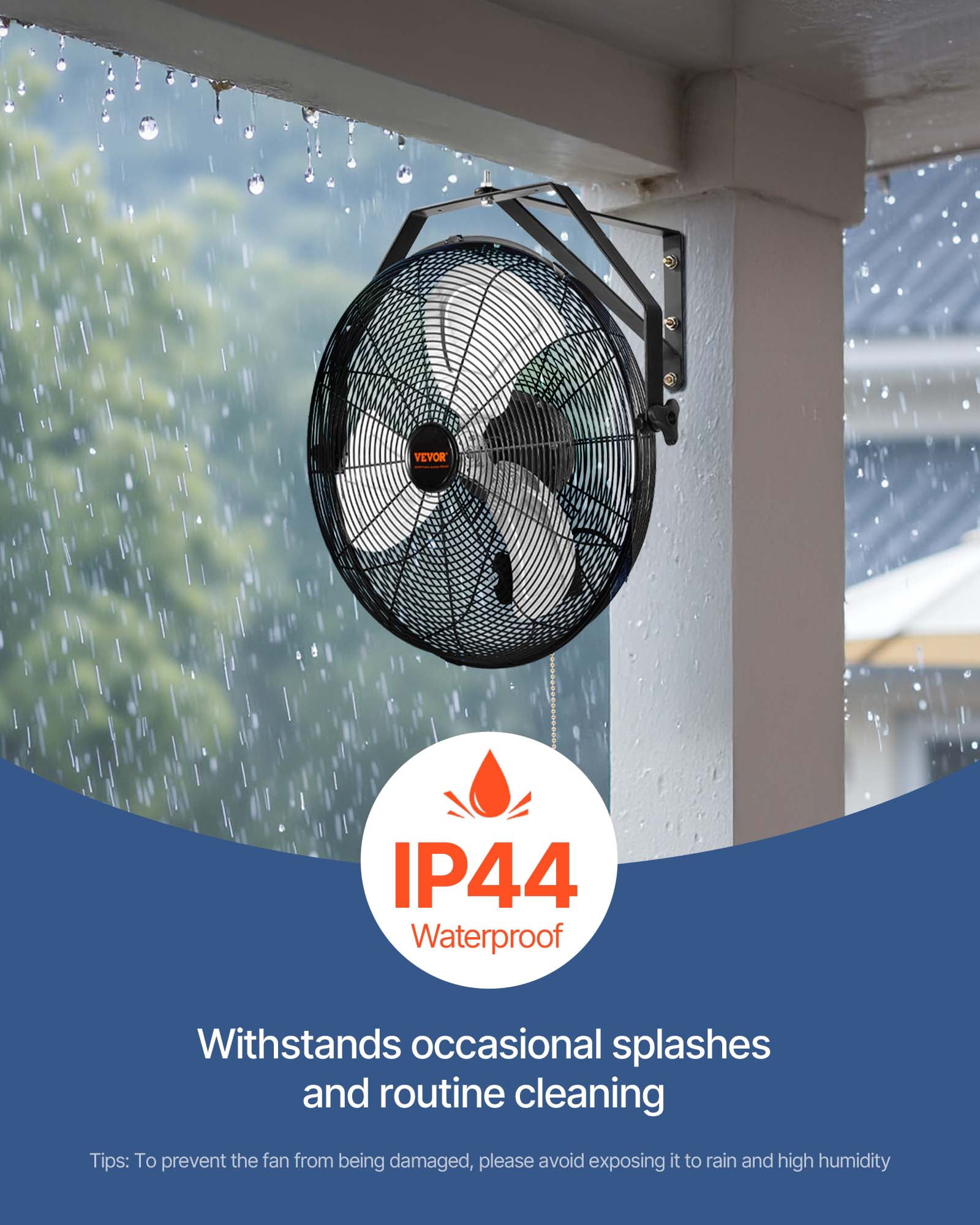 VEVOR Wall Mount Fan, 18 Inch,3-speed High Velocity Max. 4150 CFM, Waterproof Oscillating Industrial Wall Fan, Commercial or Residential for Warehouse, Greenhouse, Workshop, Patio, Black, ETL Listed