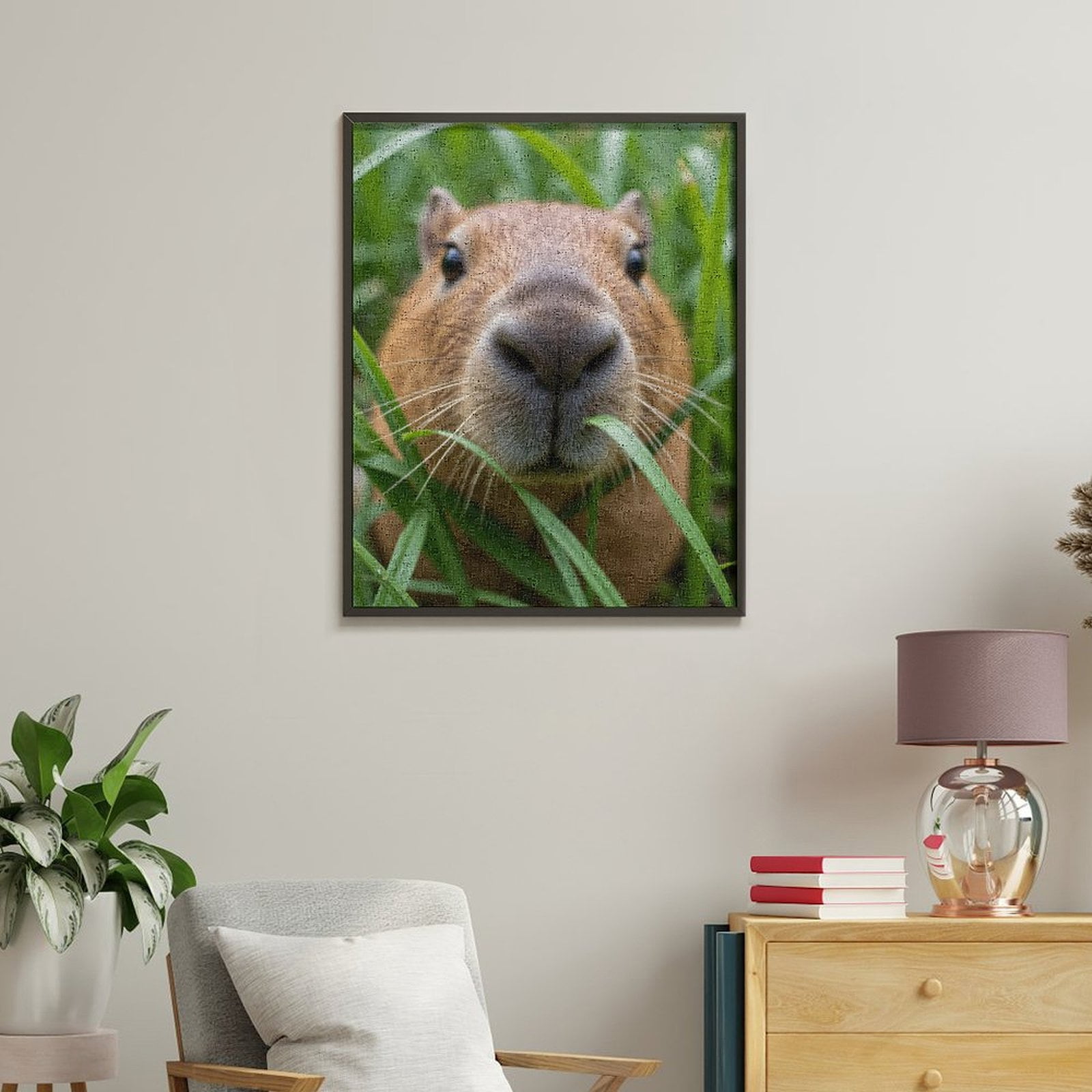 Paint by Numbers Kit for Adults, Capybara Close-Up Grass Frame Paint by Numbers, Easy Paint by Numbers Kit for Adults Beginner, DIY Adult Paint by Number Kits on Canvas, Home Decor 12x16in