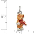 thumbnail image 2 of 925 Sterling Silver Silver Enamel Cat Playing the Violin Charm Pendant, 2 of 5