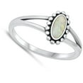 thumbnail image 4 of CHOOSE YOUR COLOR Bali Oval White Simulated Opal Ring .925 Sterling Silver Band CZ Female Size 8, 4 of 4