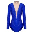 thumbnail image 3 of YONGHS Womens Glittery Gymnastics Dance Leotard Sheer Mesh Ballet Bodysuits Top Latin Dancewear Blue XXL, 3 of 7