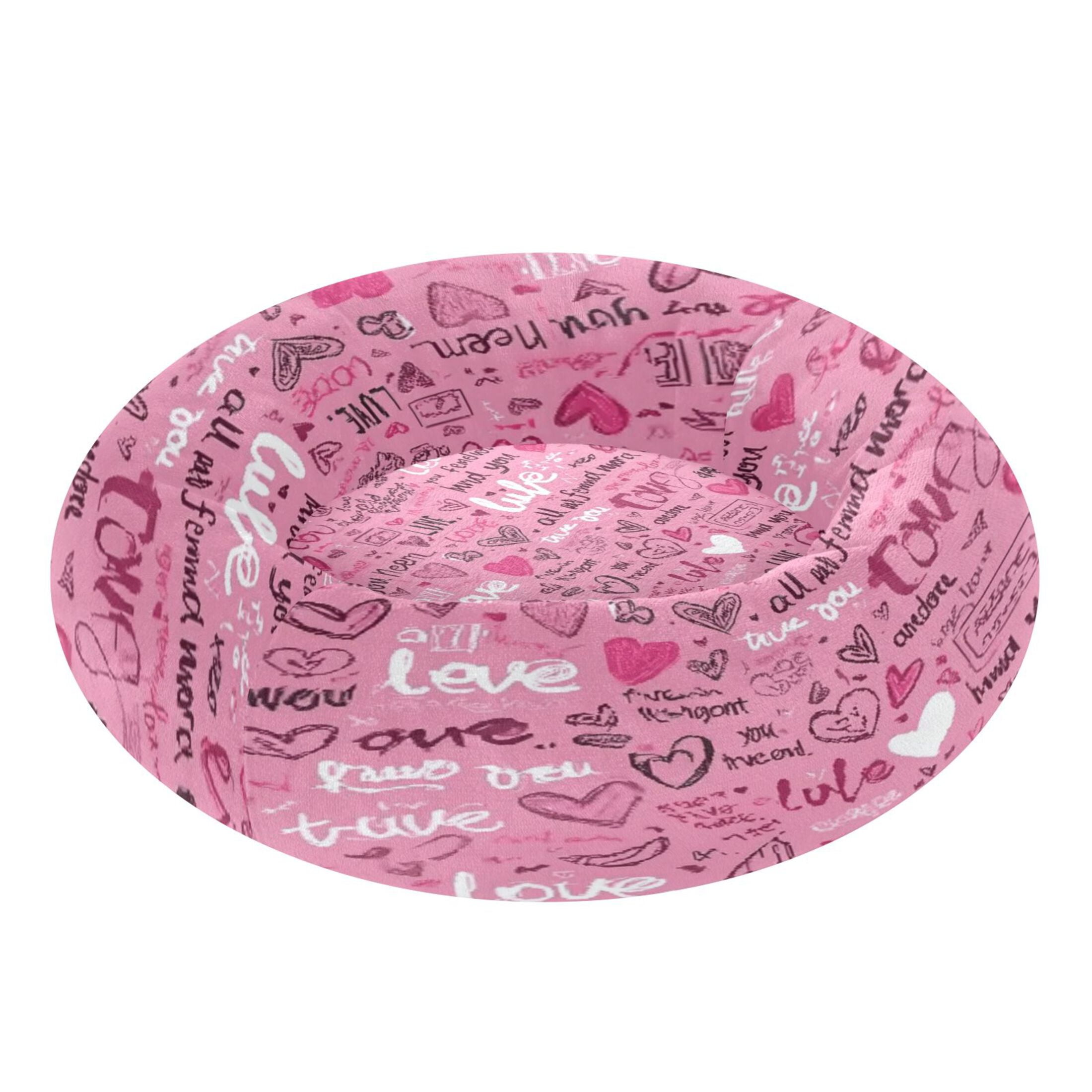 Iauyy Pet Couch Donut Cat Bed for Indoor Cats/Small Dogs Washable & Machine with Non-slip Bottom Calming Cat Furniture, Written in Color (M)