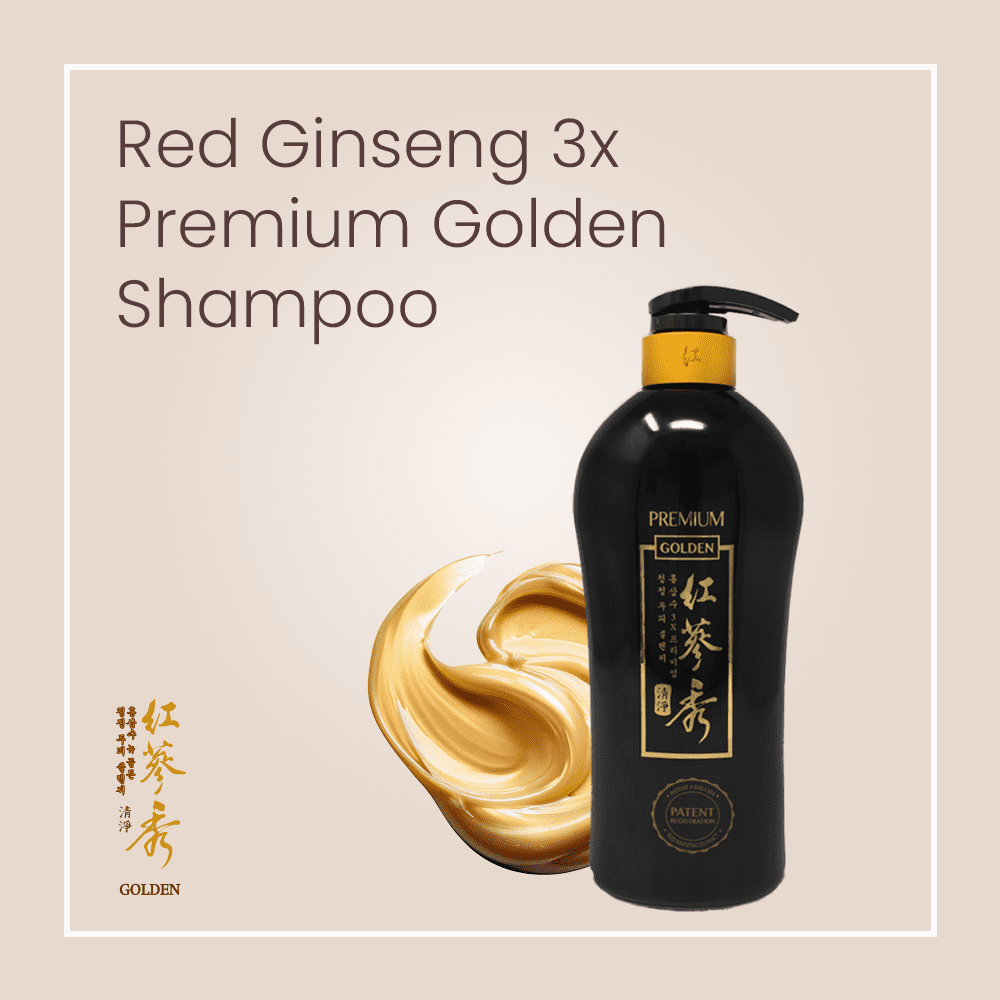 Naisture Red Ginseng 3X Premium Golden Shampoo with 6-Year Old Korean Red Ginseng Concentrate for Itchy Scalp and Thinning Hair, 730 ml
