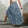 thumbnail image 7 of LYMAYTER Women Print Midi Skirt Boho Elastic High Waist Long Skirts for S-XL Small Floral A-Line Skirt, 7 of 7