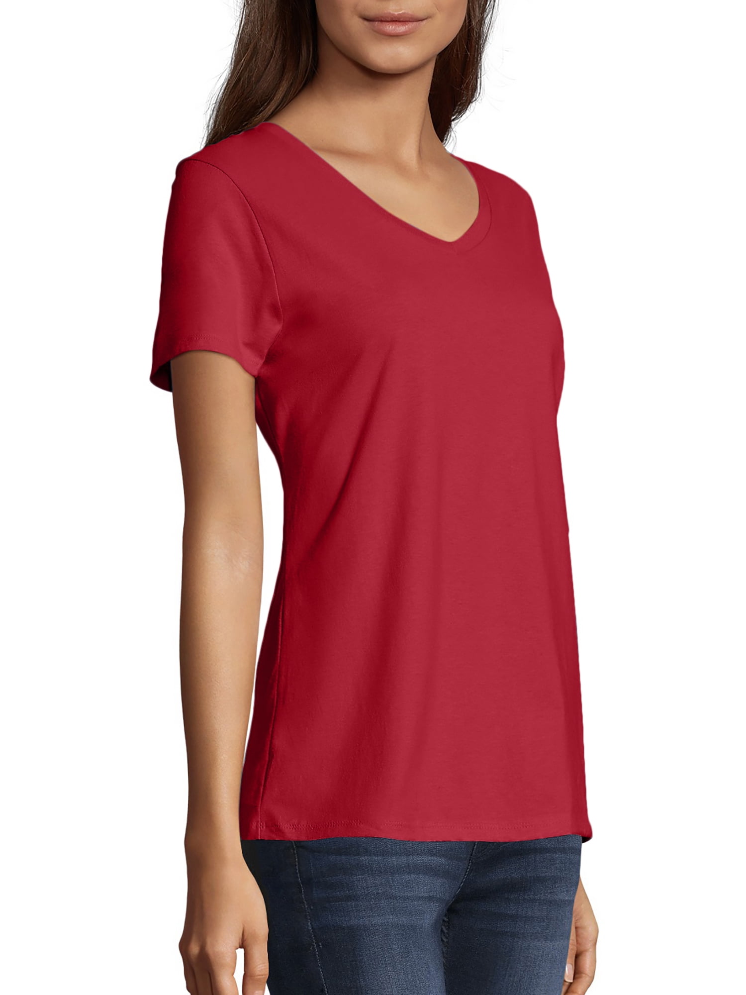 hanes v neck colored t shirts